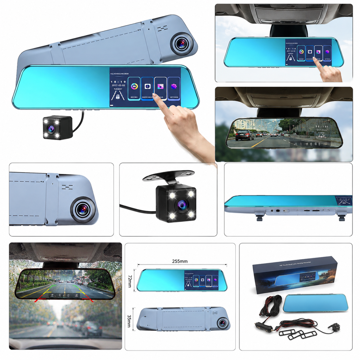 Dashcam 1080p con camara de marcha atras