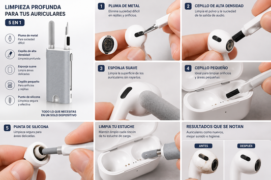Limpiador Auriculares y móvil 5 en 1