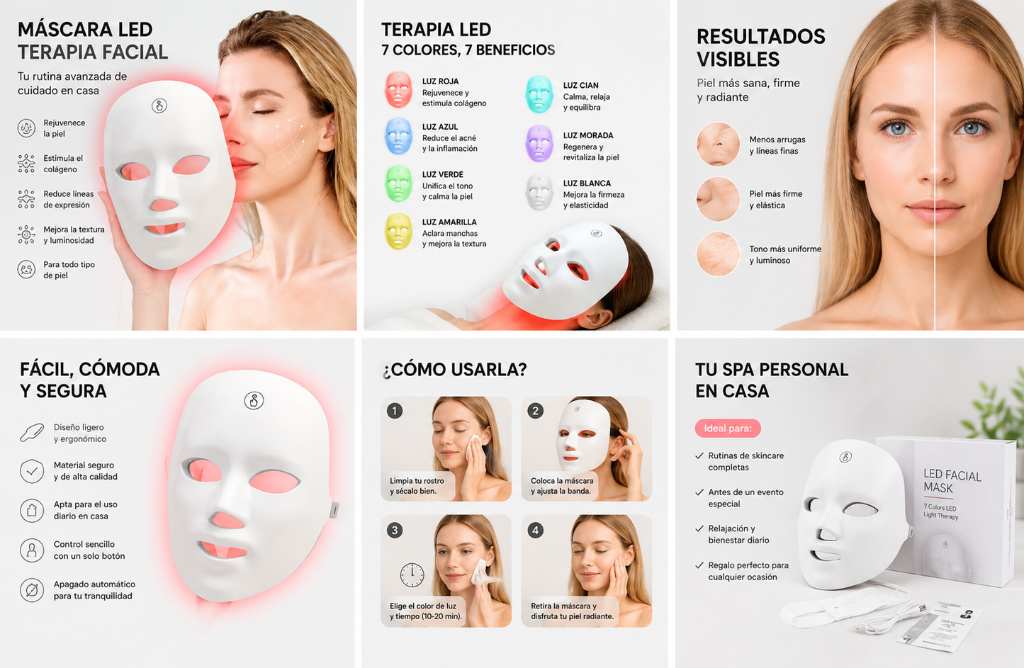 Máscara facial LED
