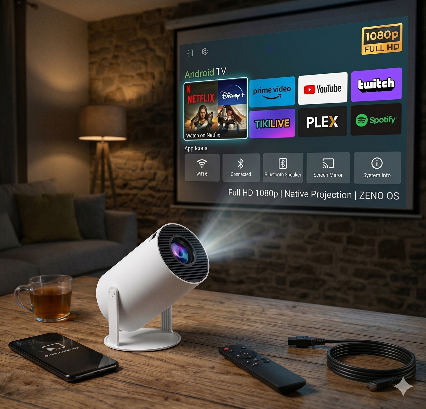 Mini Proyector portátil Android FullHD