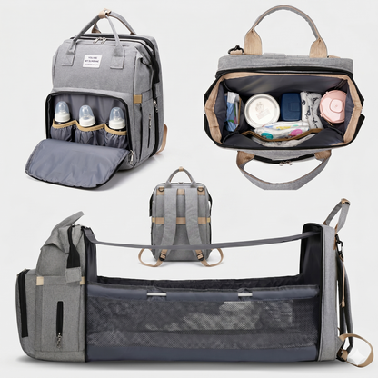 Mochila de Bebé Impermeable con Cambiador y Cuna Desplegable