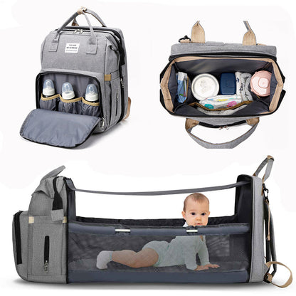 Mochila de Bebé Impermeable con Cambiador y Cuna Desplegable